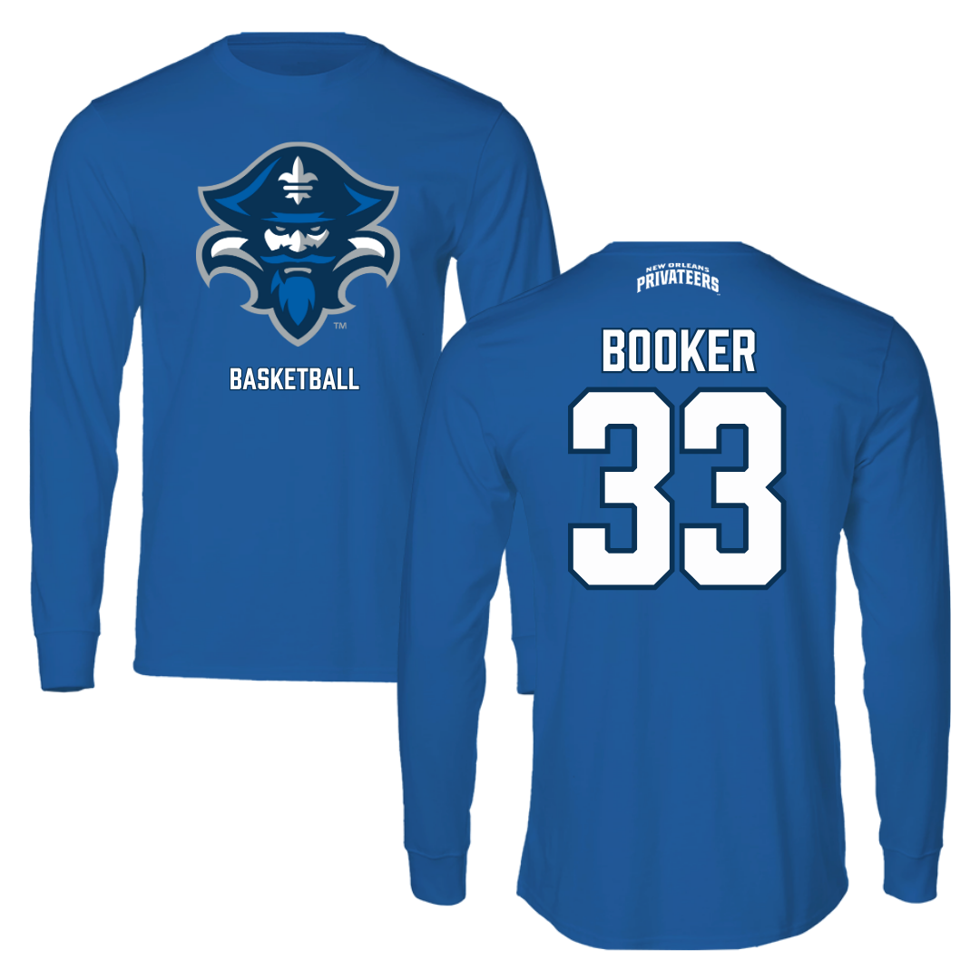 University of New Orleans Basketball Blue Performance Long Sleeve - #33 Dorian Booker