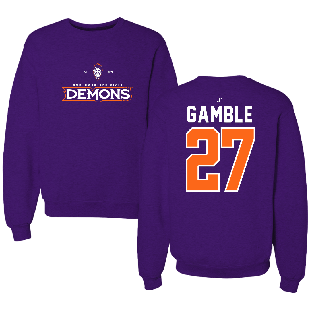 Northwestern State University Volleyball Purple General Crewneck - #27 Jordan Gamble