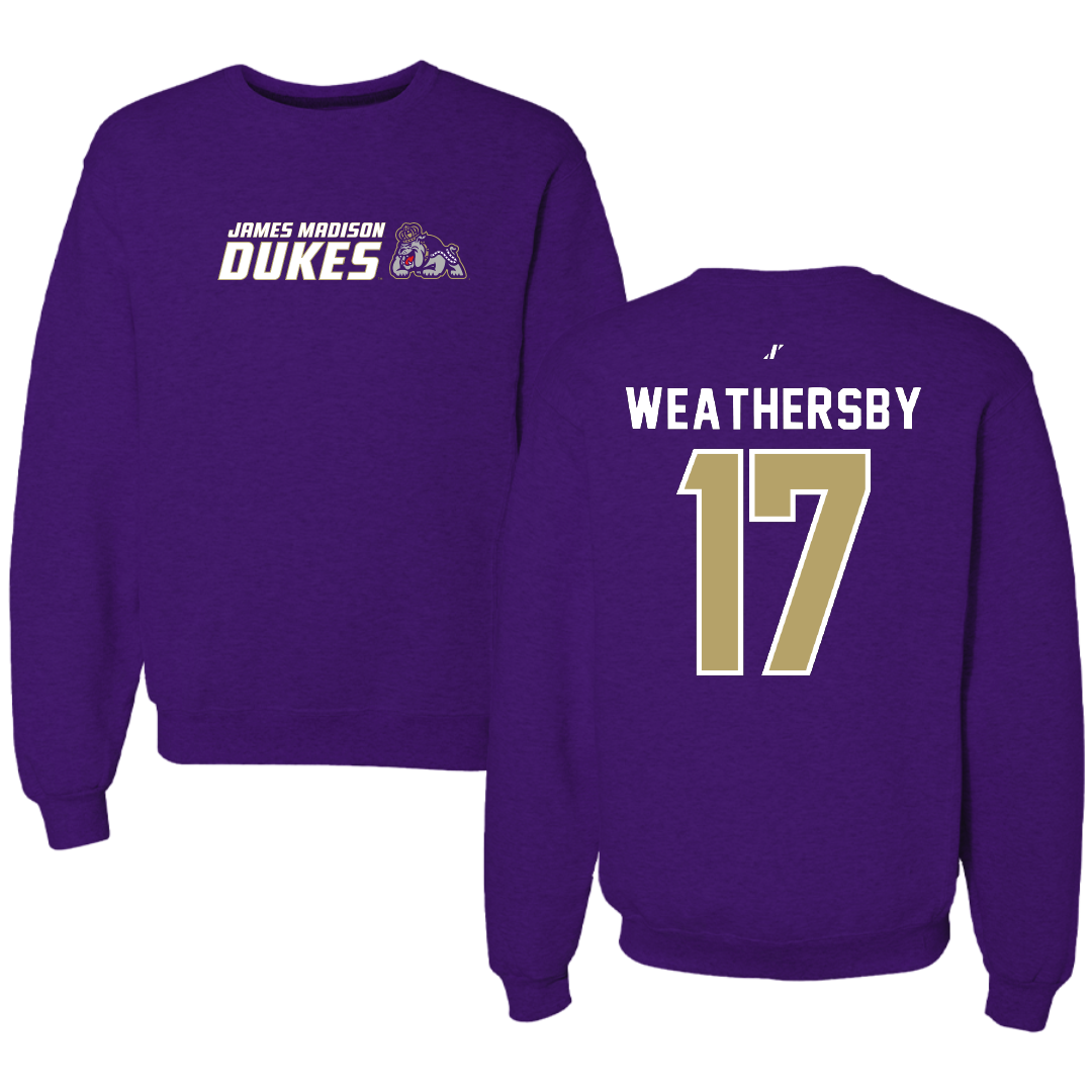 James Madison University Football Purple General Crewneck - #17 Gannon Weathersby