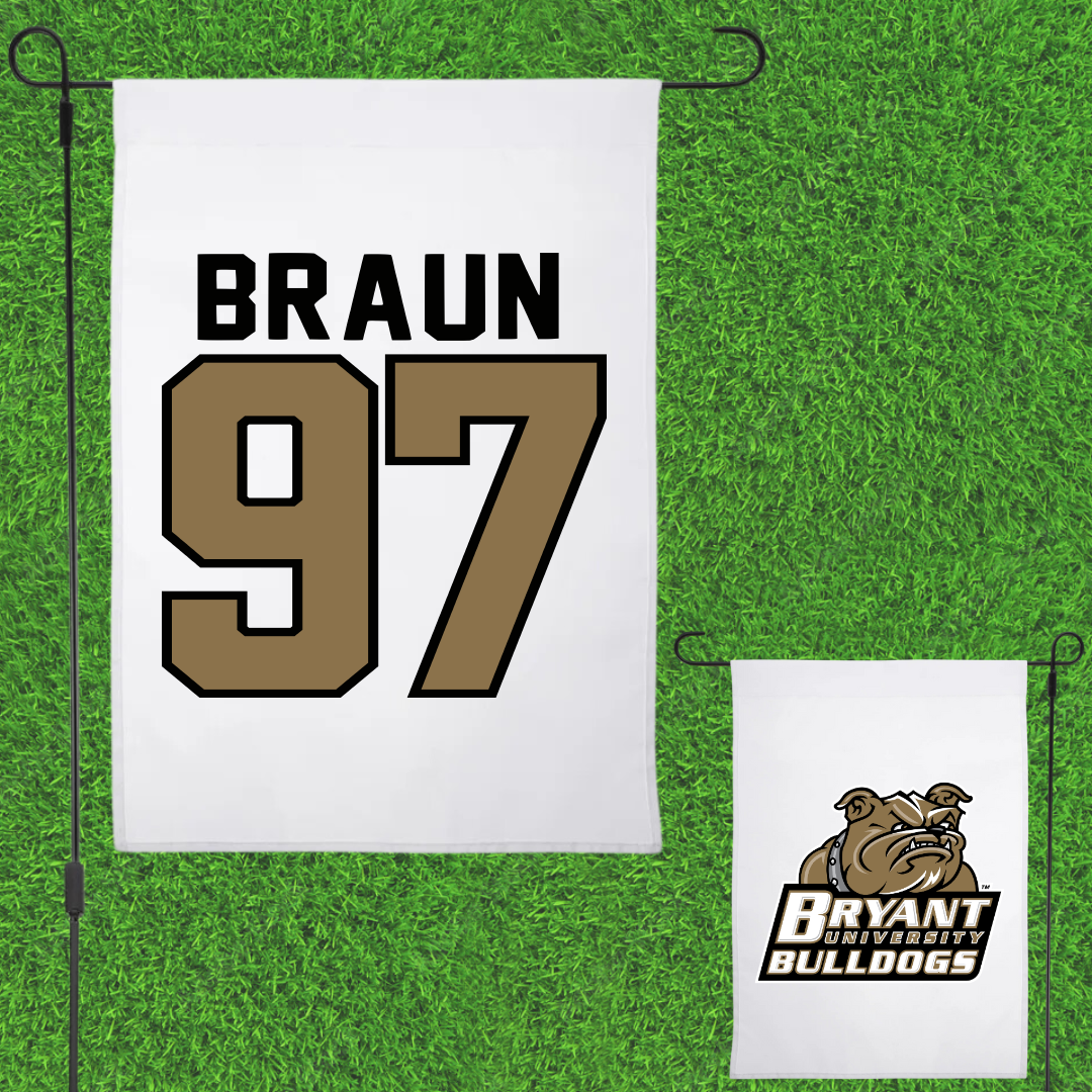 Bryant University Lacrosse White Garden Flag - #97 Cole Braun