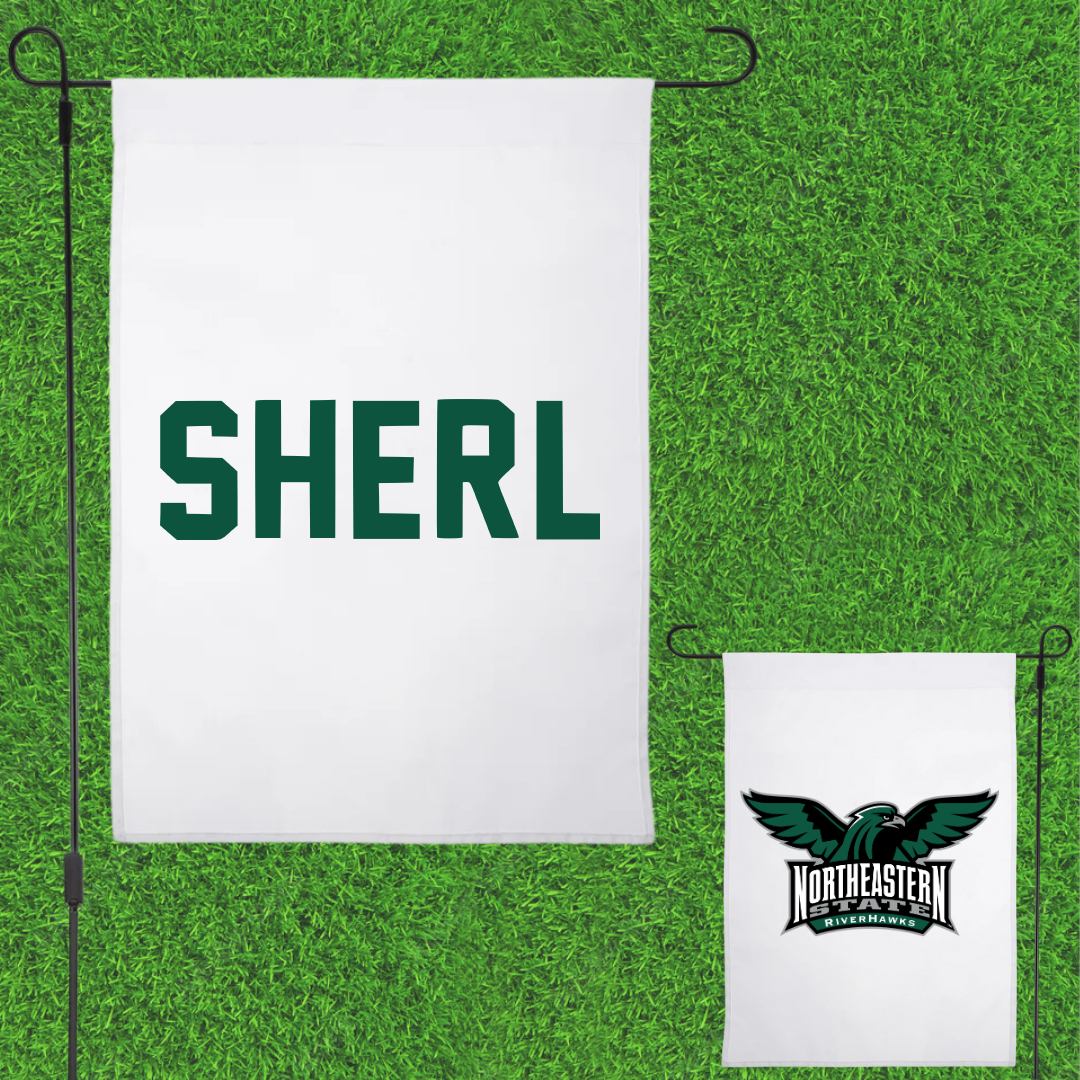 Northeastern State University Baseball White Garden Flag - Gannon Sherl