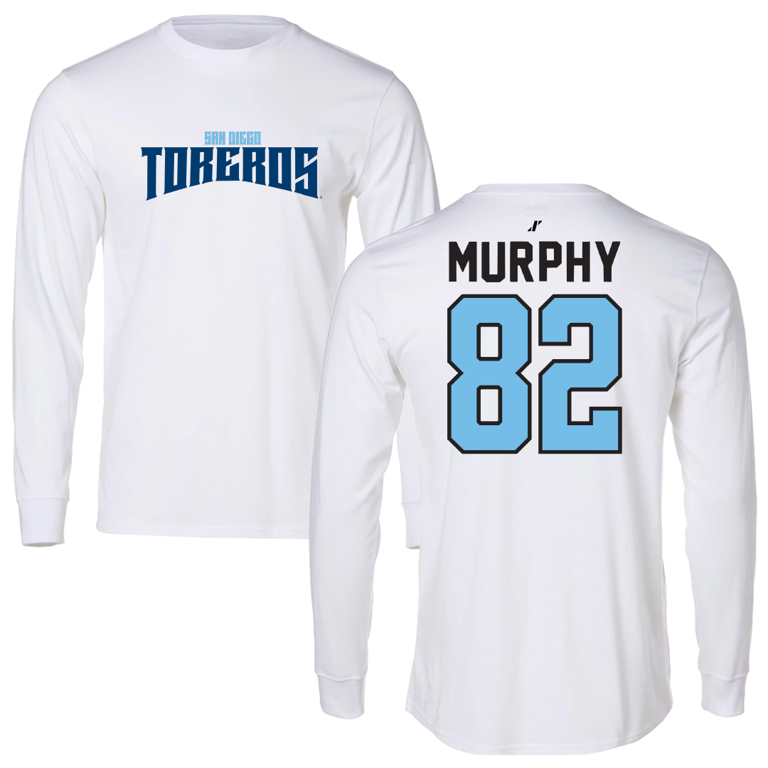 University of San Diego Football White Classic Long Sleeve - #82 Kollen Murphy