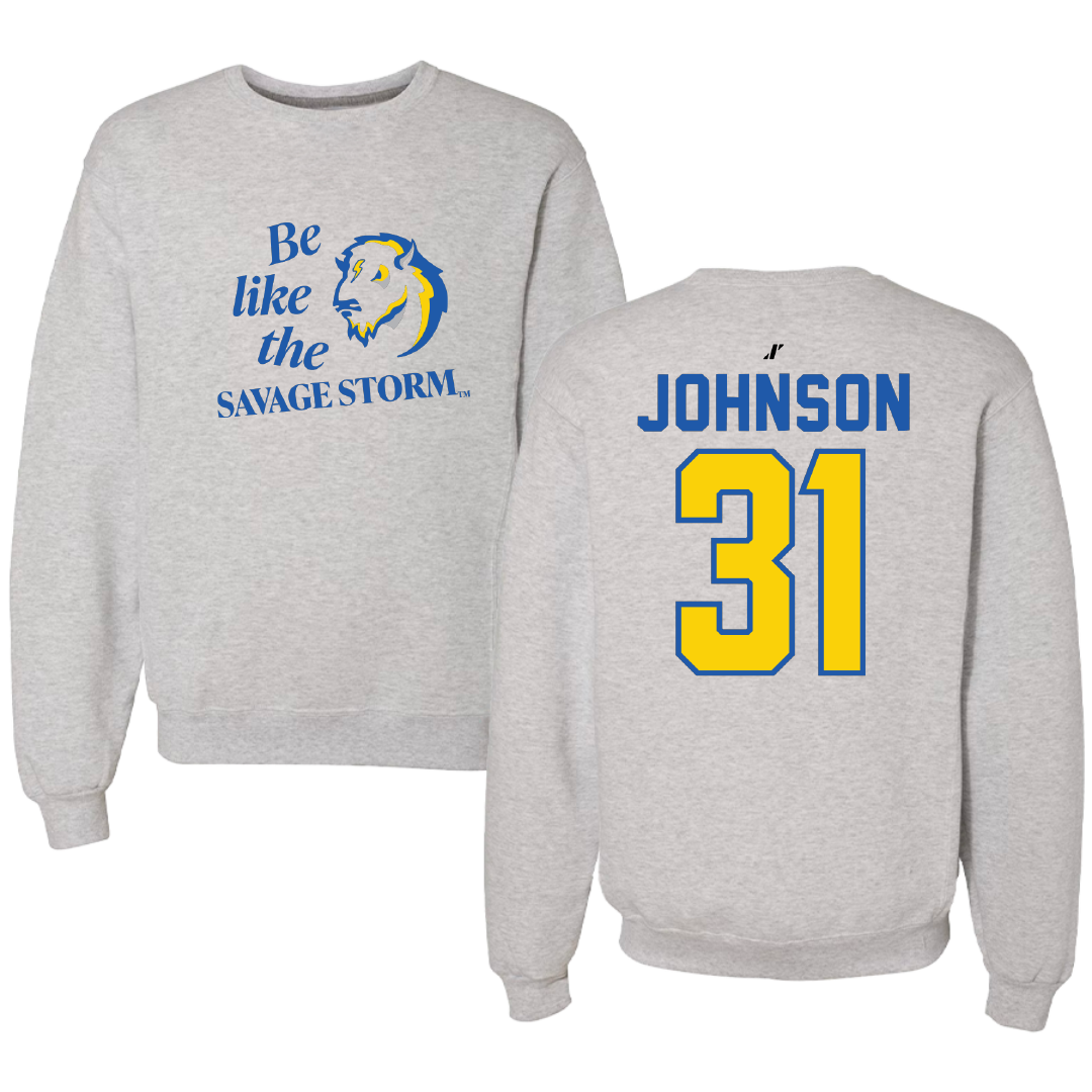 Southeastern Oklahoma State University Baseball Light Gray Be Like Us Crewneck - #31 Luke Johnson