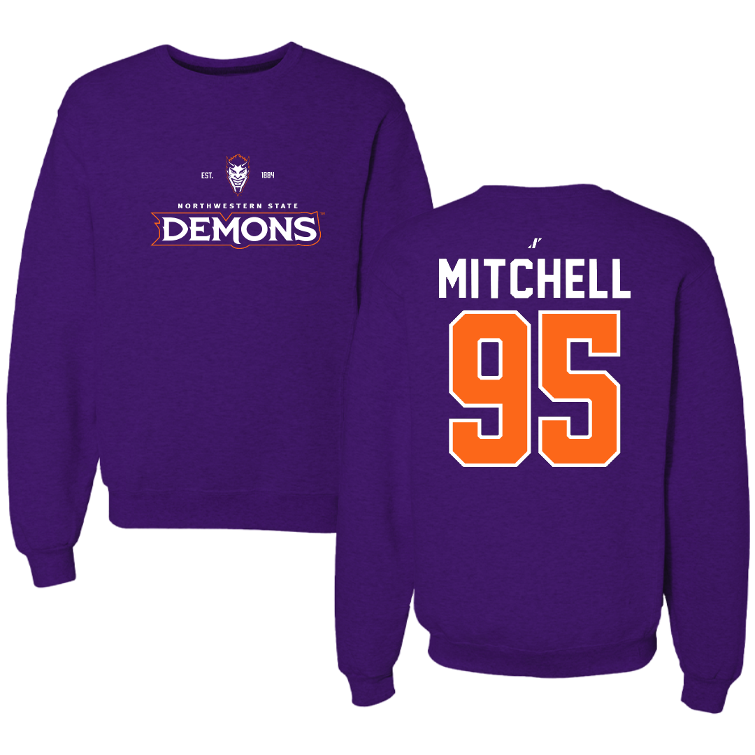 Northwestern State University Football Purple General Crewneck - #95 Johnny Mitchell