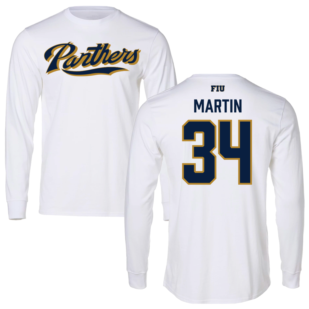 Florida International University Baseball White Panthers Long Sleeve - #34 Kevin Martin