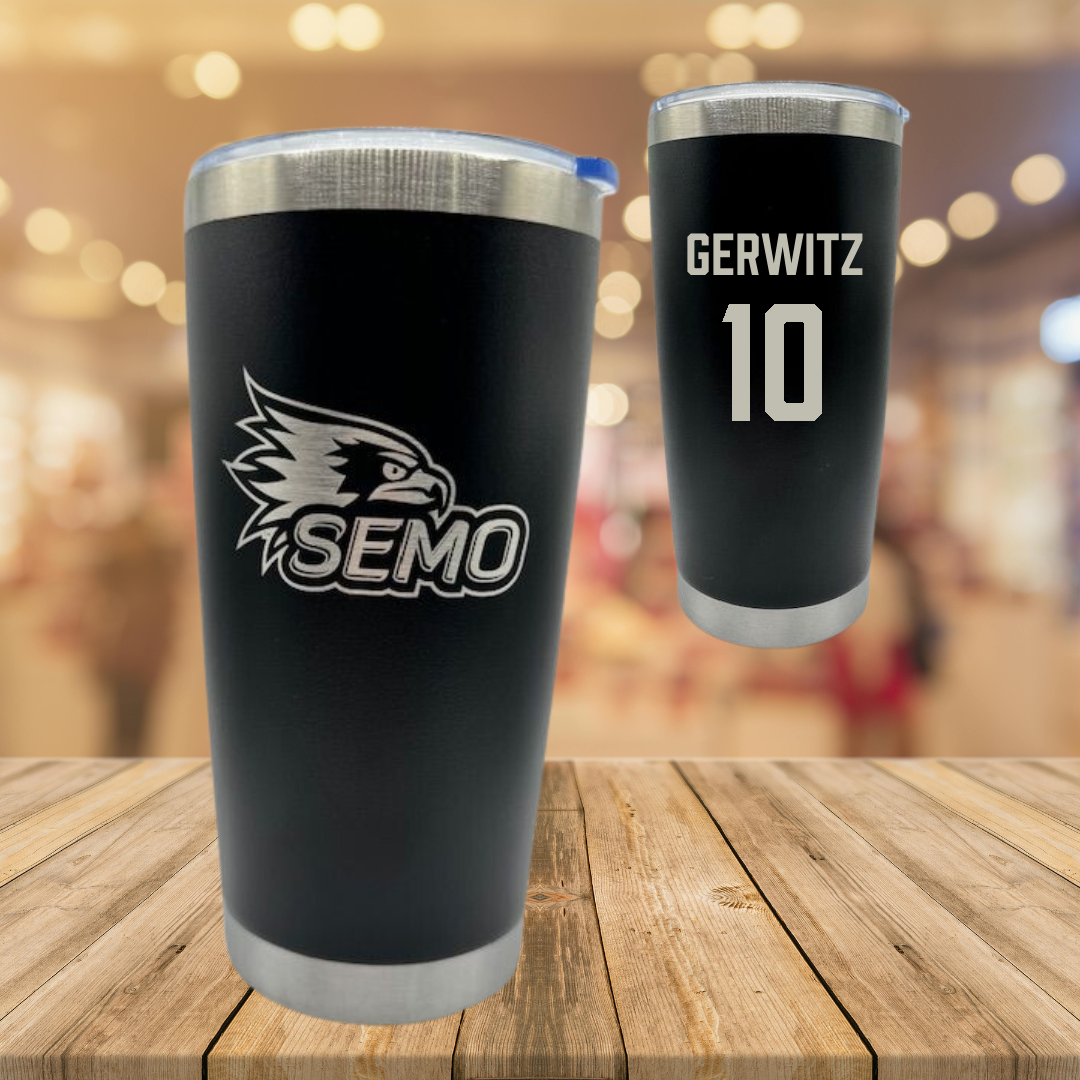 Southeast Missouri State University Softball Black Stainless Steel Tumbler - #10 Tatum Gerwitz