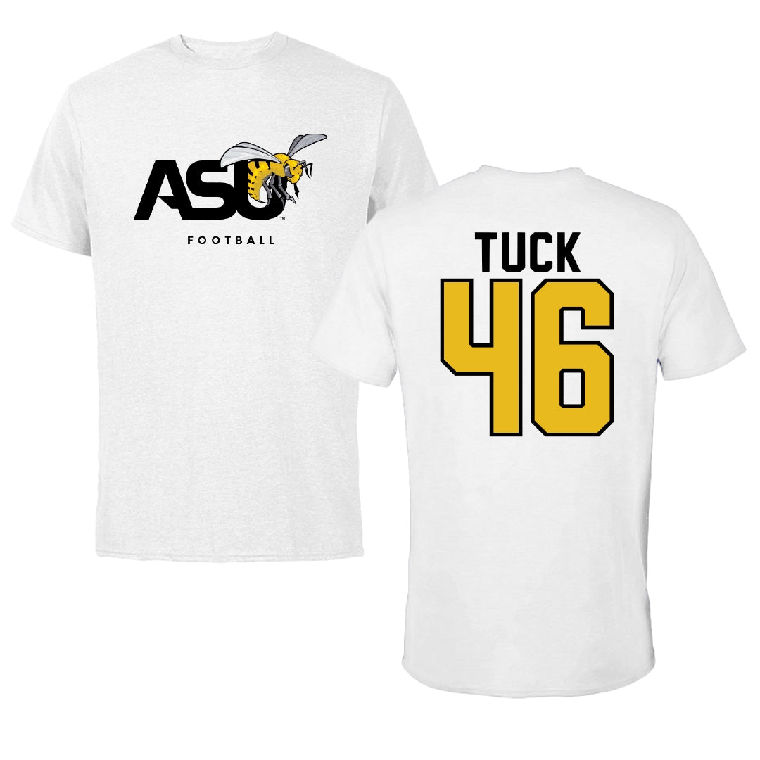 Alabama State University Football White ASU Tee - #46 Harrison Tuck