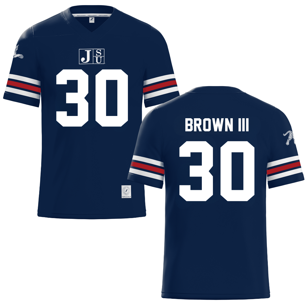 Jackson State University Navy Football Jersey - #30 John Brown III