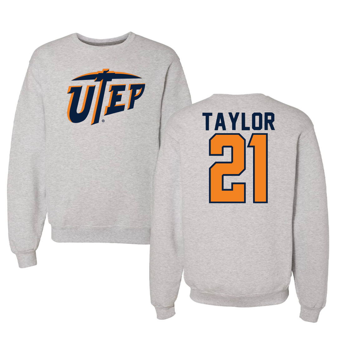 University of Texas at El Paso Football Gray Crewneck - #21 Marquez Taylor