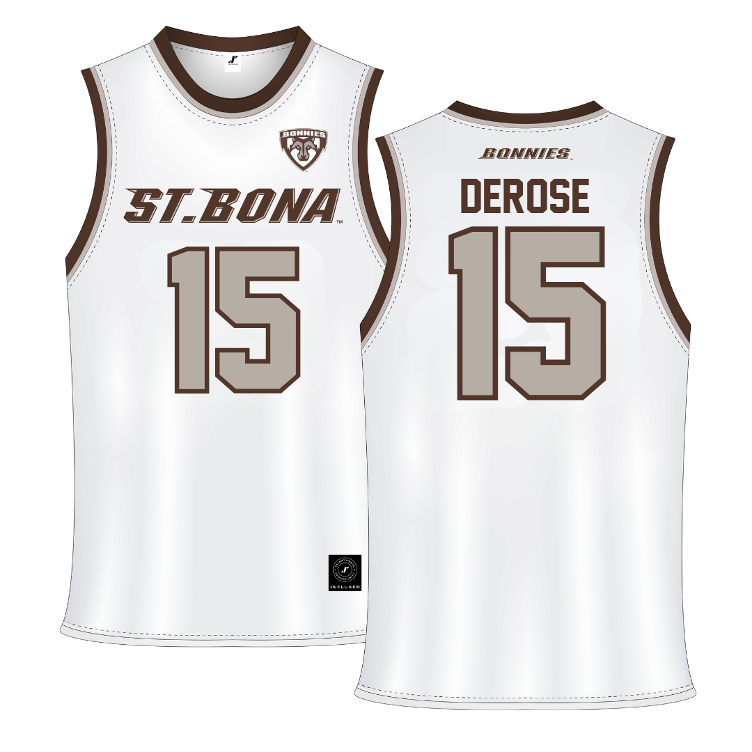 St. Bonaventure University White Basketball Jersey - #15 Jack DeRose