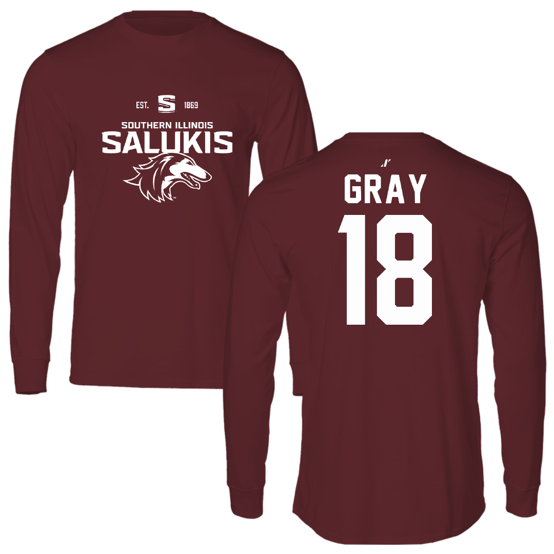 Southern Illinois University at Carbondale Baseball Maroon General Performance Long Sleeve - #18 Hesston Gray