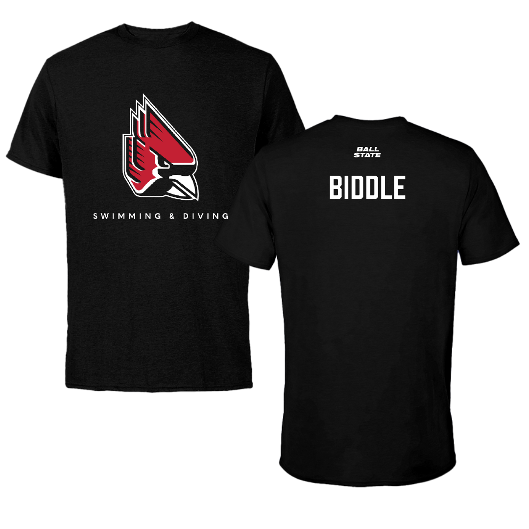 Ball State University Swimming & Diving Black Performance Tee - Aidan Biddle