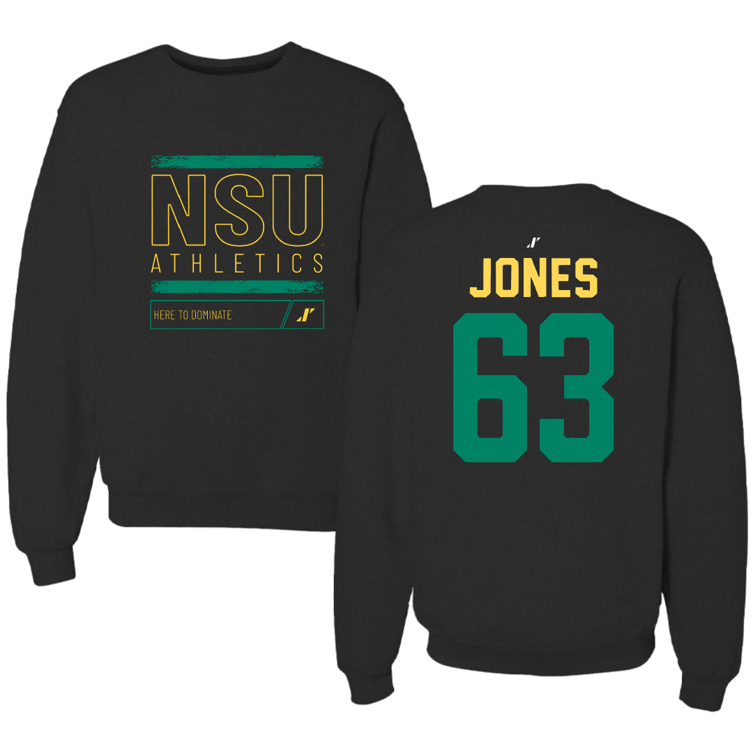 Norfolk State University Football Black Dominate Crewneck - #63 Chris Jones