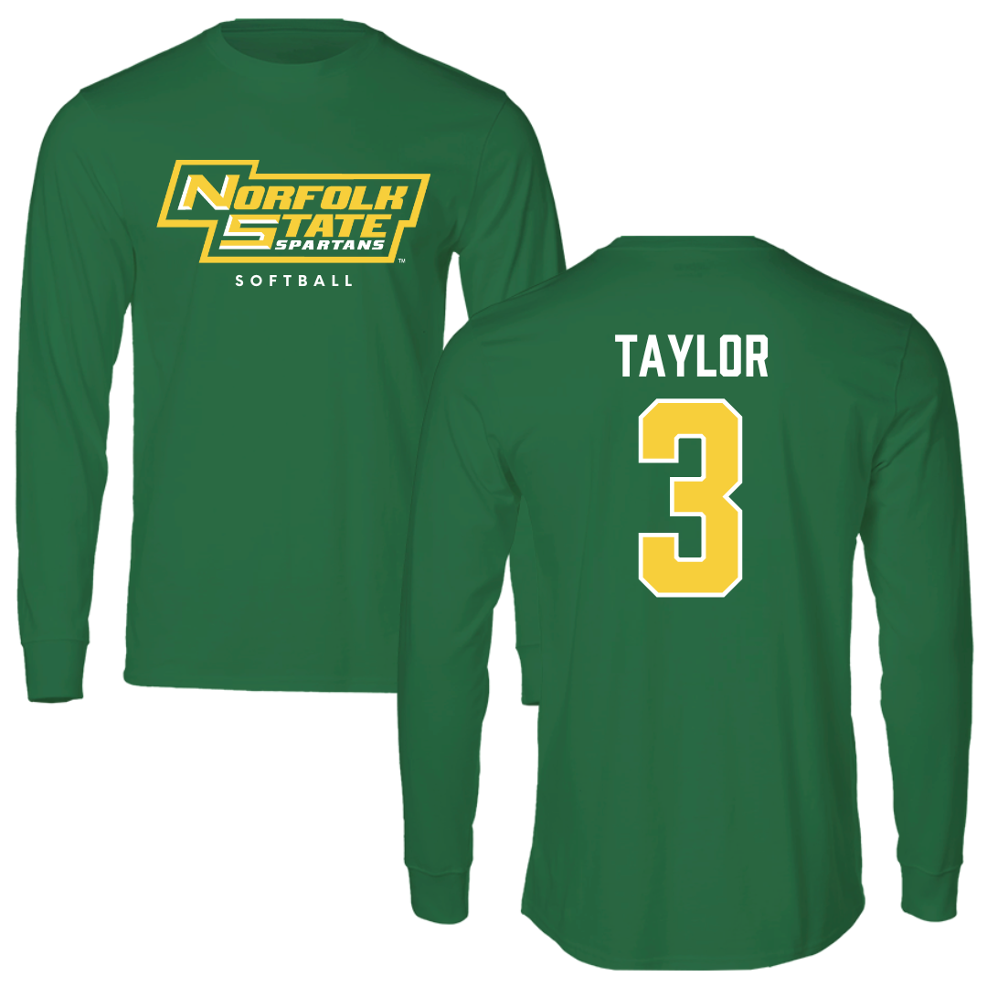 Norfolk State University Softball Kelly Green Long Sleeve - #3 Victoria Taylor