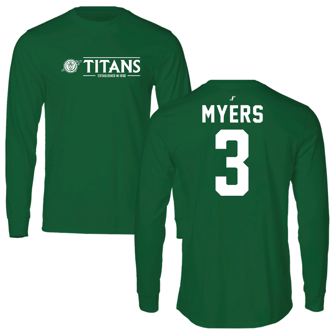 Illinois Wesleyan University Volleyball Green General Performance Long Sleeve - #3 Ryan Myers