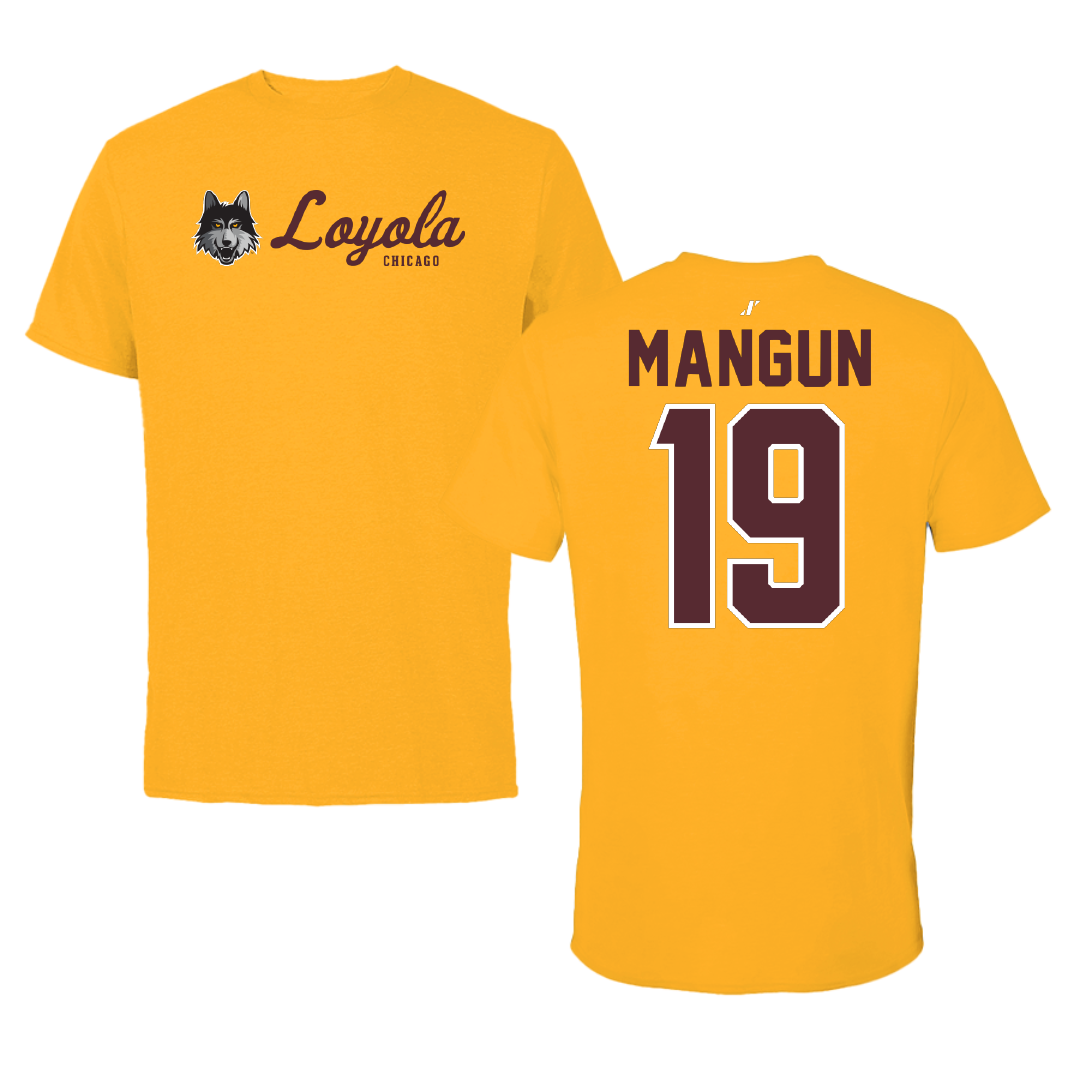 Loyola University-Chicago Volleyball Gold General Performance Tee - #19 Dan Mangun
