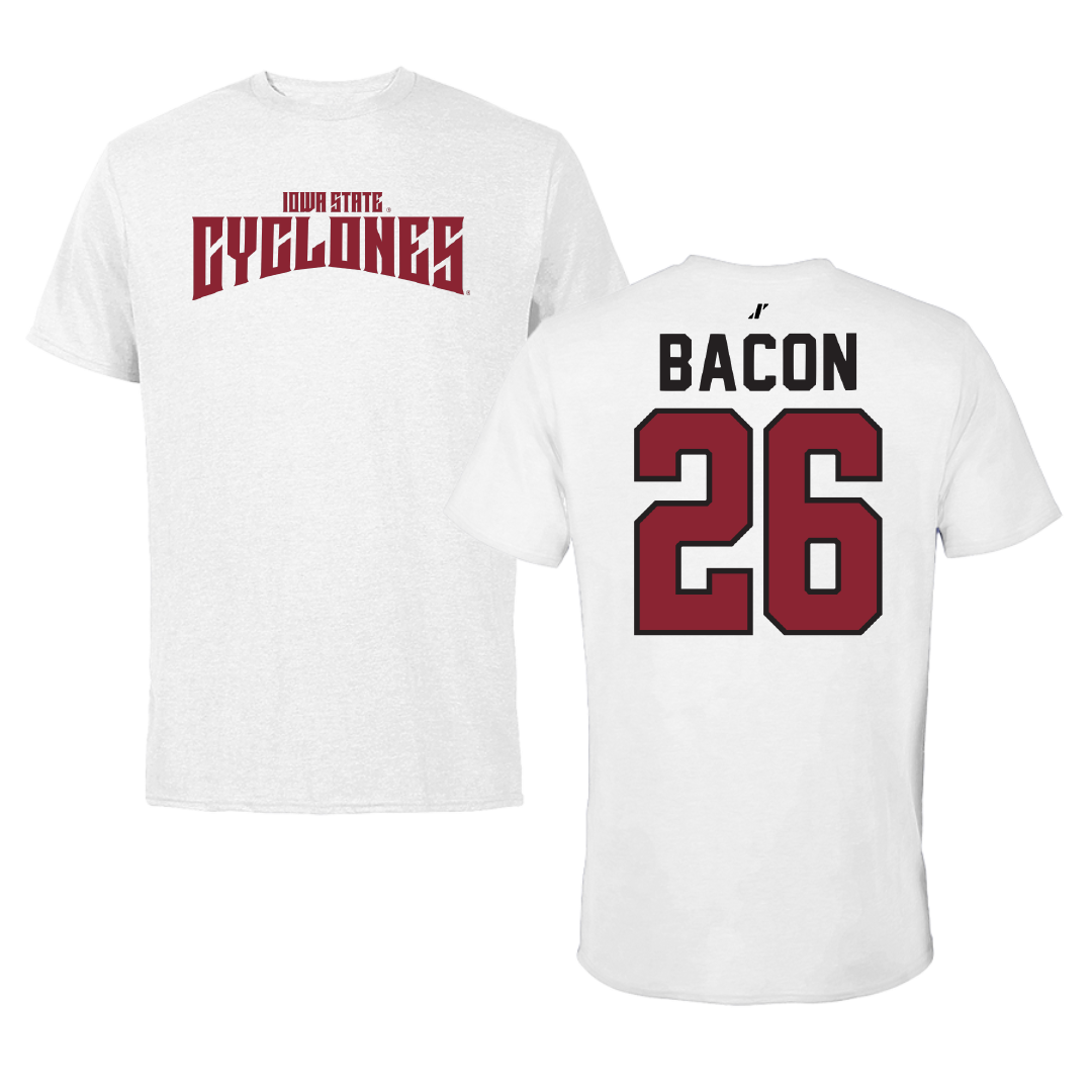 Iowa State University Football White Classic Performance Tee - #26 Caleb Bacon