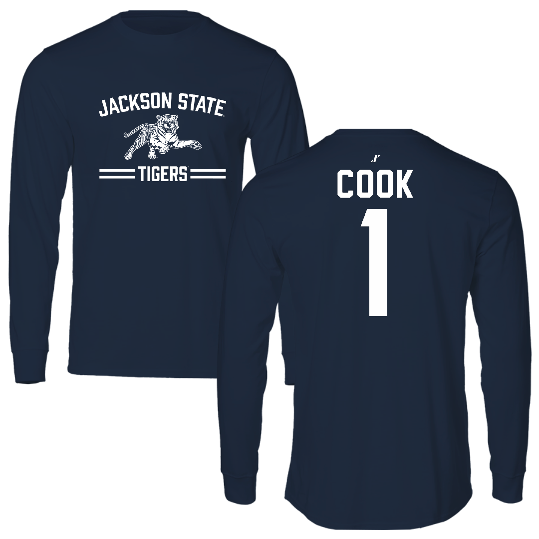 Jackson State University Basketball Navy General Long Sleeve - #1 Zeke Cook