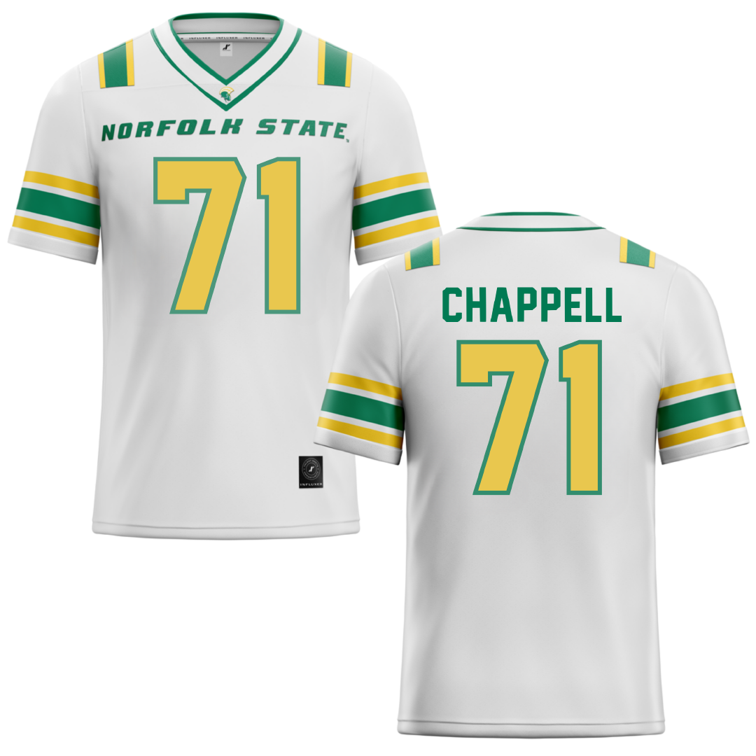 Norfolk State University White Football Jersey - #71 Jayden Chappell