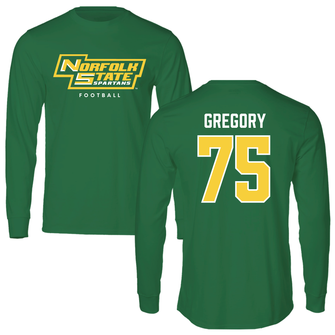 Norfolk State University Football Kelly Green Long Sleeve - #75 Evan Gregory