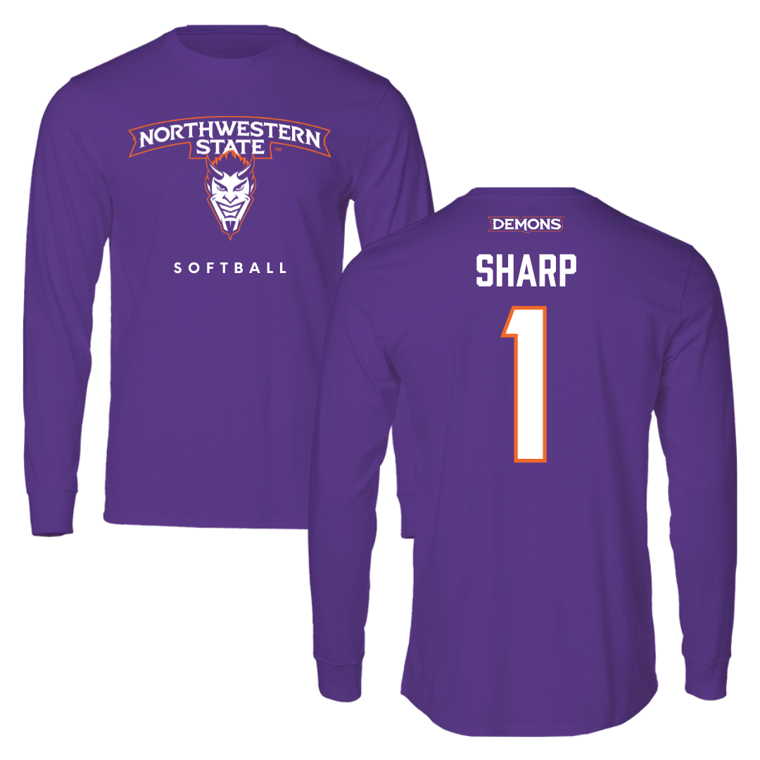 Northwestern State University Softball Purple Performance Long Sleeve - #1 Skye Sharp