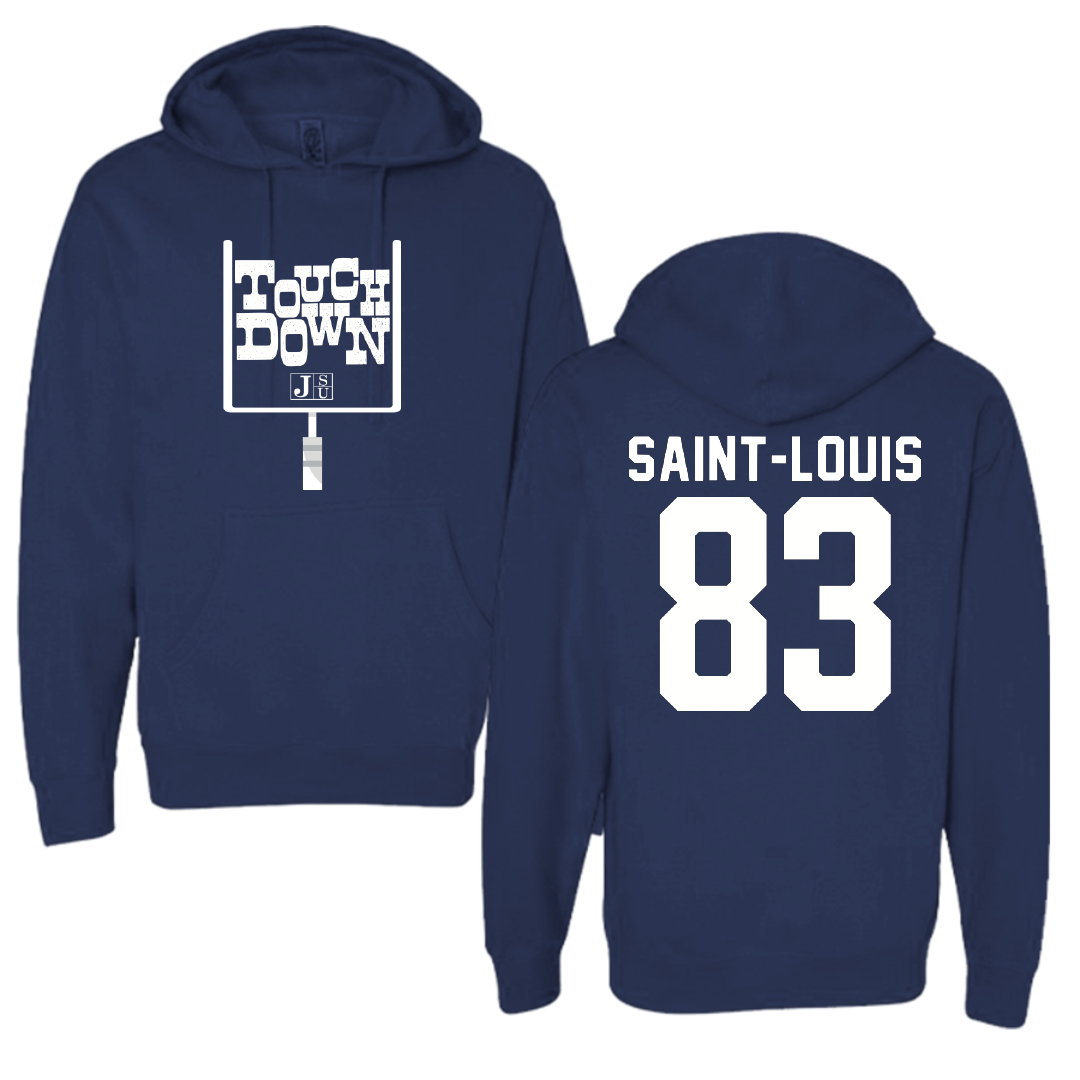 Jackson State University Football Navy Touchdown Hoodie - #83 Sebastien Saint-Louis