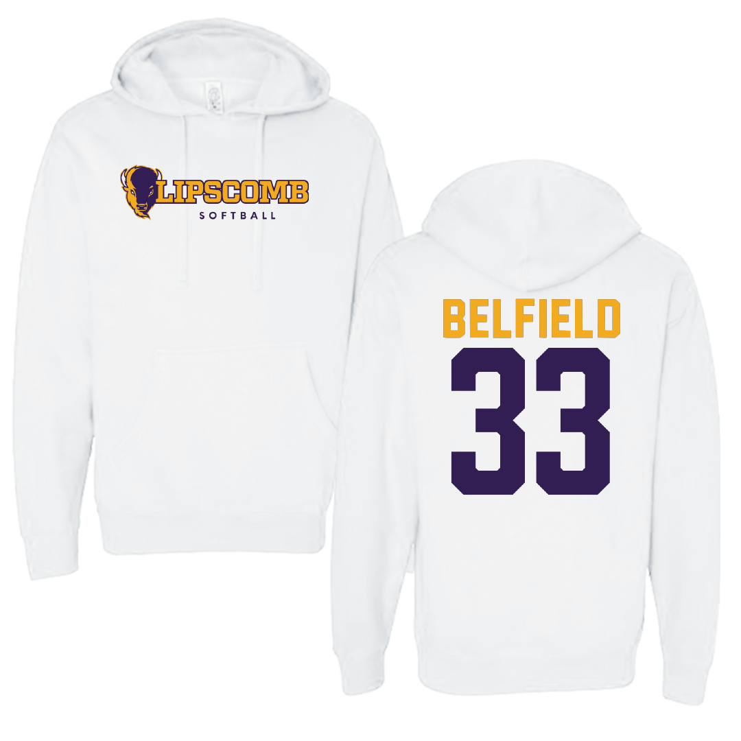 Lipscomb University Softball White Hoodie - #33 Kaylyn Belfield