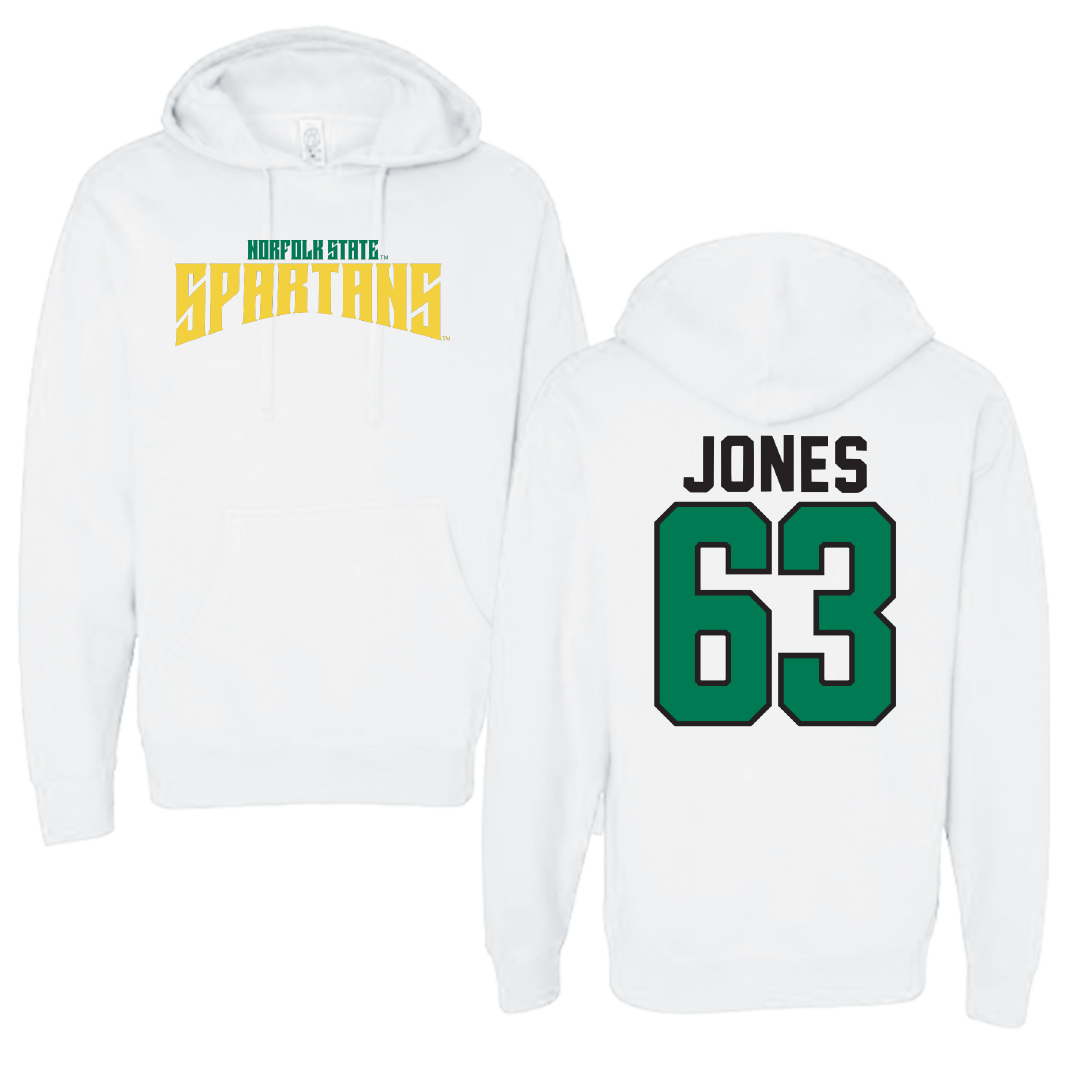 Norfolk State University Football White Classic Hoodie - #63 Chris Jones
