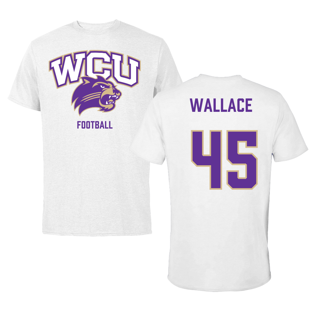 Western Carolina University Football White Tee - #45 Justin Wallace