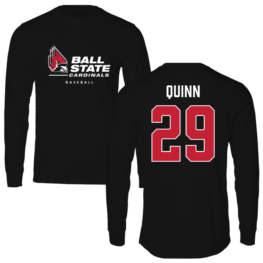 Ball State University Baseball Black Performance Long Sleeve - #29 Owen Quinn