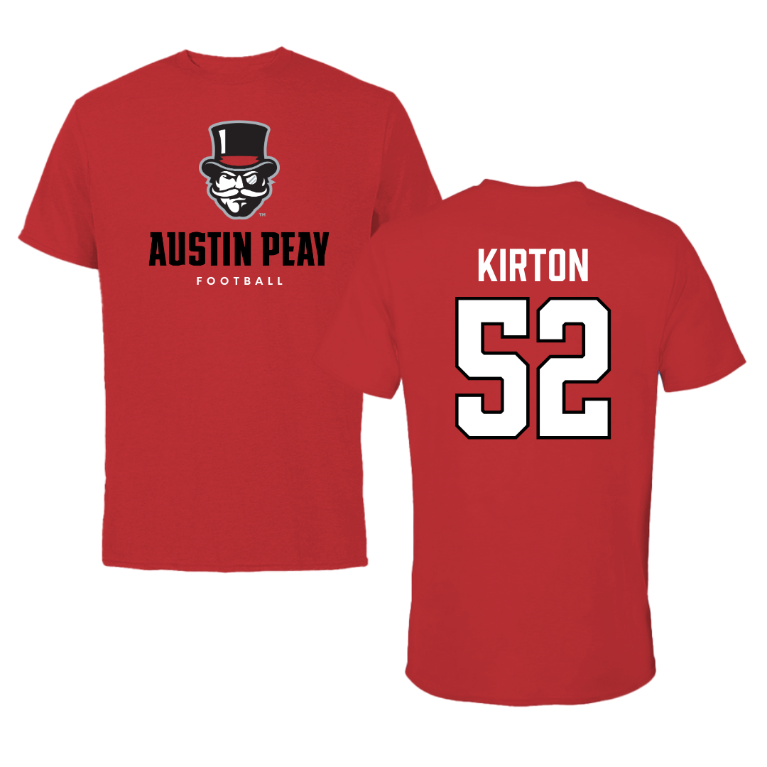 Austin Peay State University Football Red Mascot Performance Tee - #52 Chandler Kirton