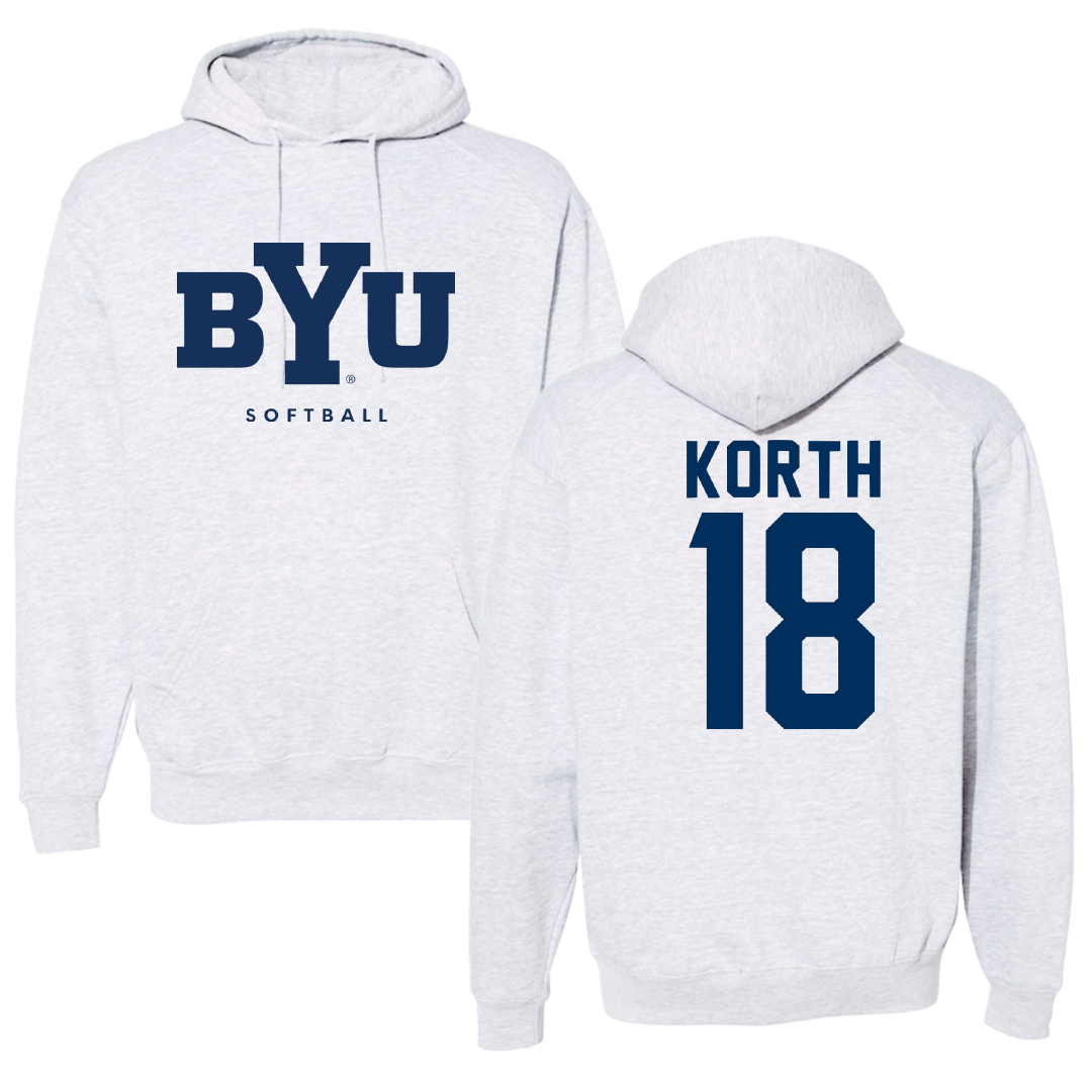 Brigham Young University Softball Gray Hoodie - #18 Kaysen Korth