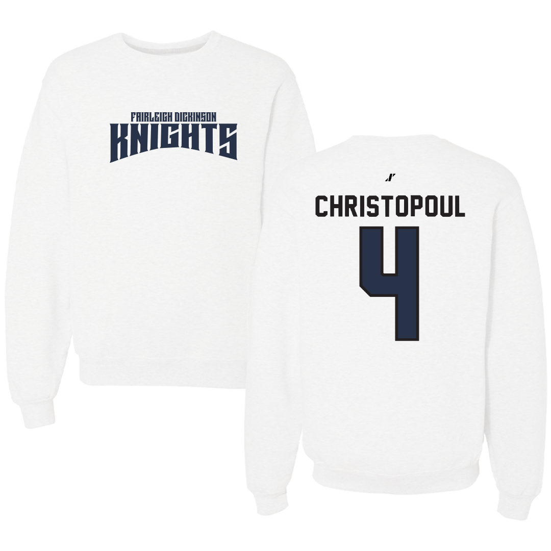 Fairleigh Dickinson University-Metropolitan Campus Softball White Classic Crewneck - #4 Olivia Christopoul