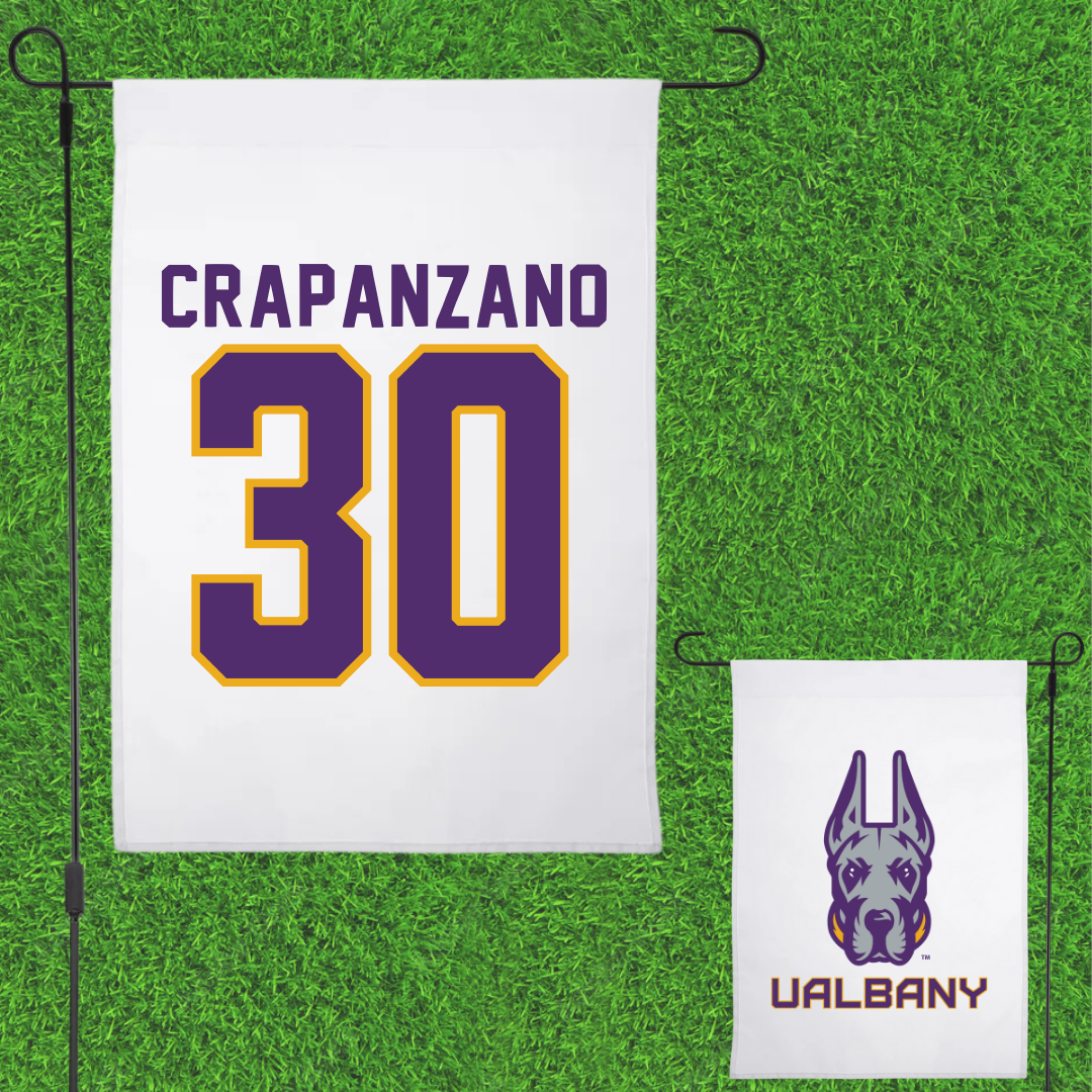 University at Albany Lacrosse White Garden Flag - #30 Christopher Crapanzano