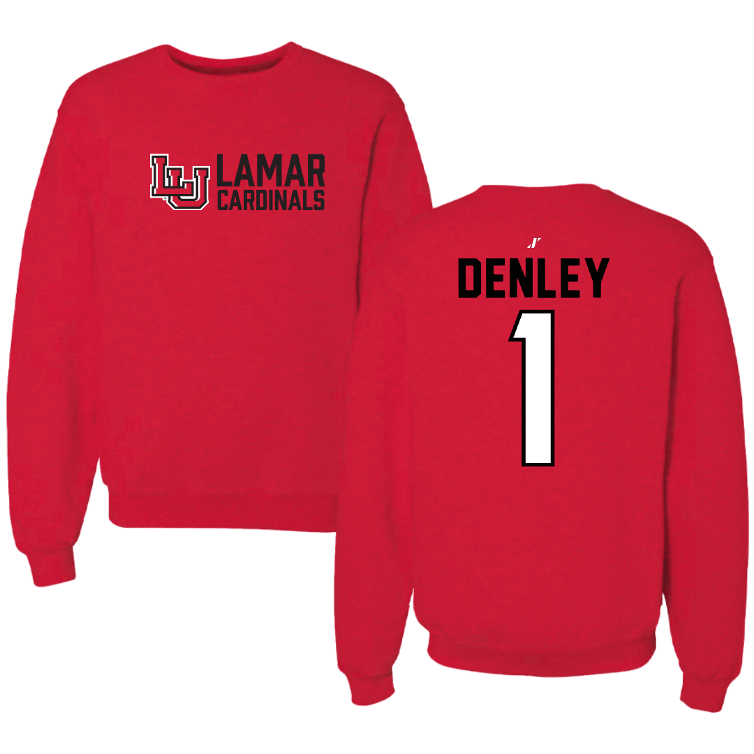 Lamar University Basketball Red General Crewneck - #1 Jacei Denley