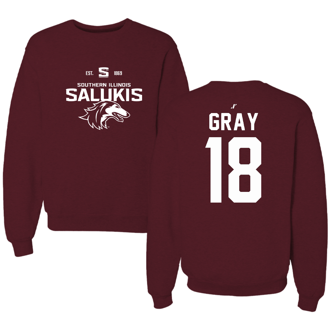 Southern Illinois University at Carbondale Baseball Maroon General Crewneck - #18 Hesston Gray