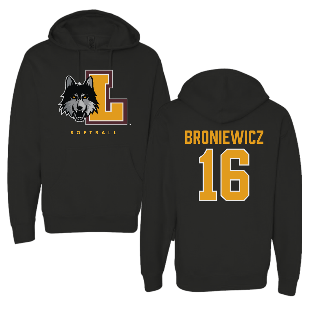 Loyola University-Chicago Softball Black Hoodie - #16 Andie Broniewicz