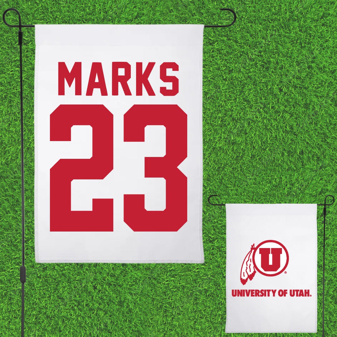 University of Utah Football White Garden Flag - #23 Faybian Marks