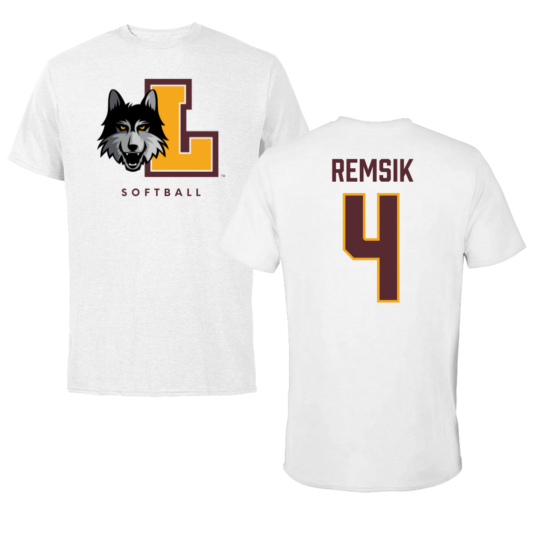 Loyola University-Chicago Softball White Performance Tee - #4 Sophia Remsik