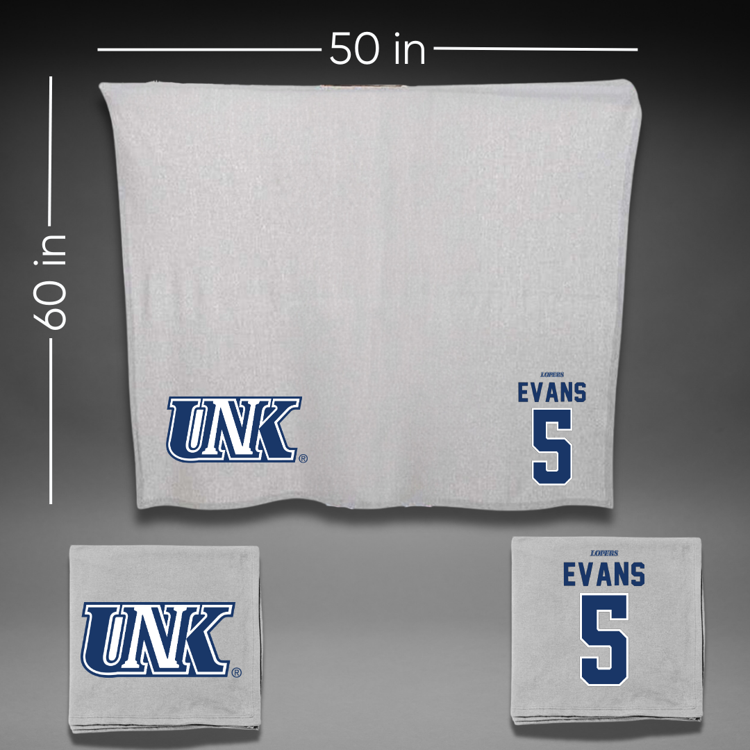 University of Nebraska at Kearney Basketball Gray Blanket - #5 Sean Evans