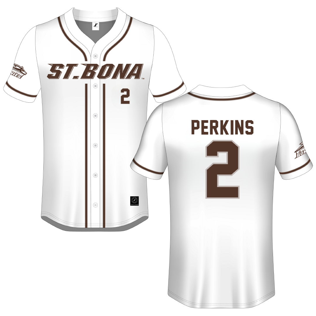 St. Bonaventure University White Button-Down Jersey - #2 Reanna Perkins