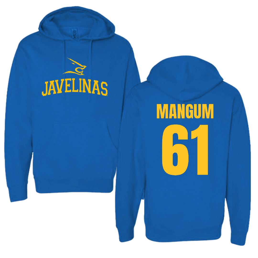 Texas A&M University-Kingsville Football Blue Hoodie - #61 Hunter Mangum