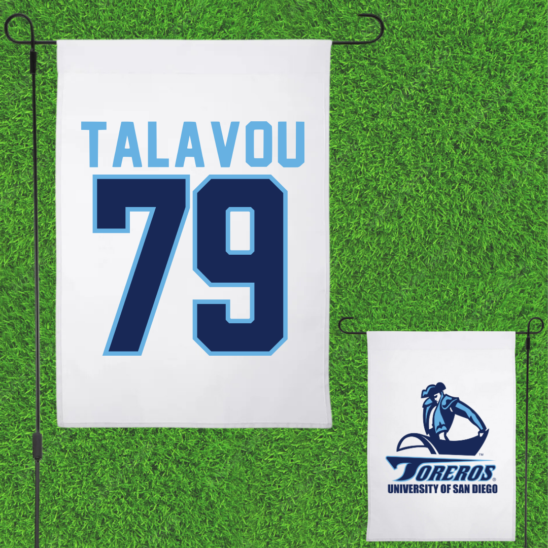 University of San Diego Football White Garden Flag - #79 Maicah Talavou