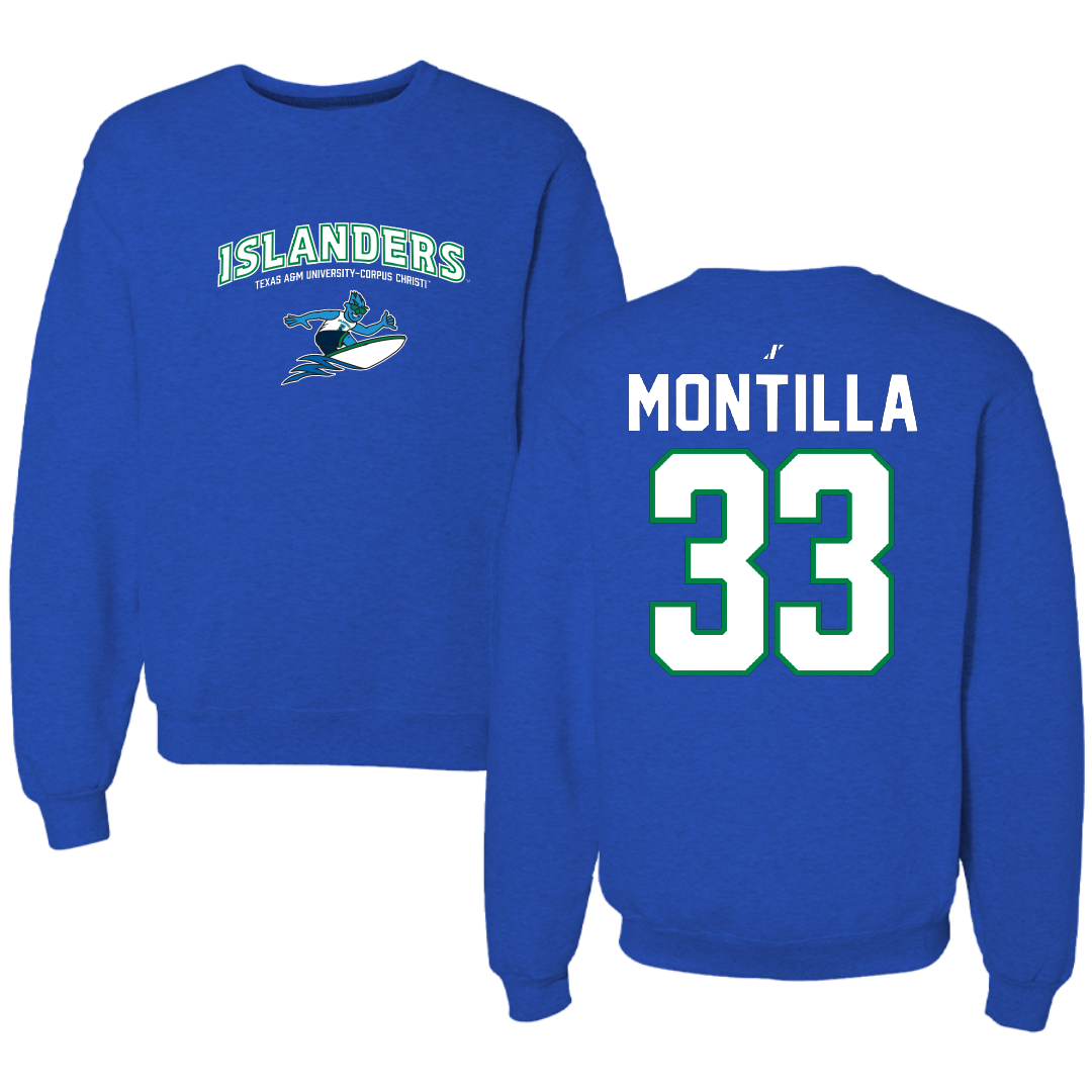 Texas A&M University-Corpus Christi Softball Blue General Crewneck - #33 Monee Montilla