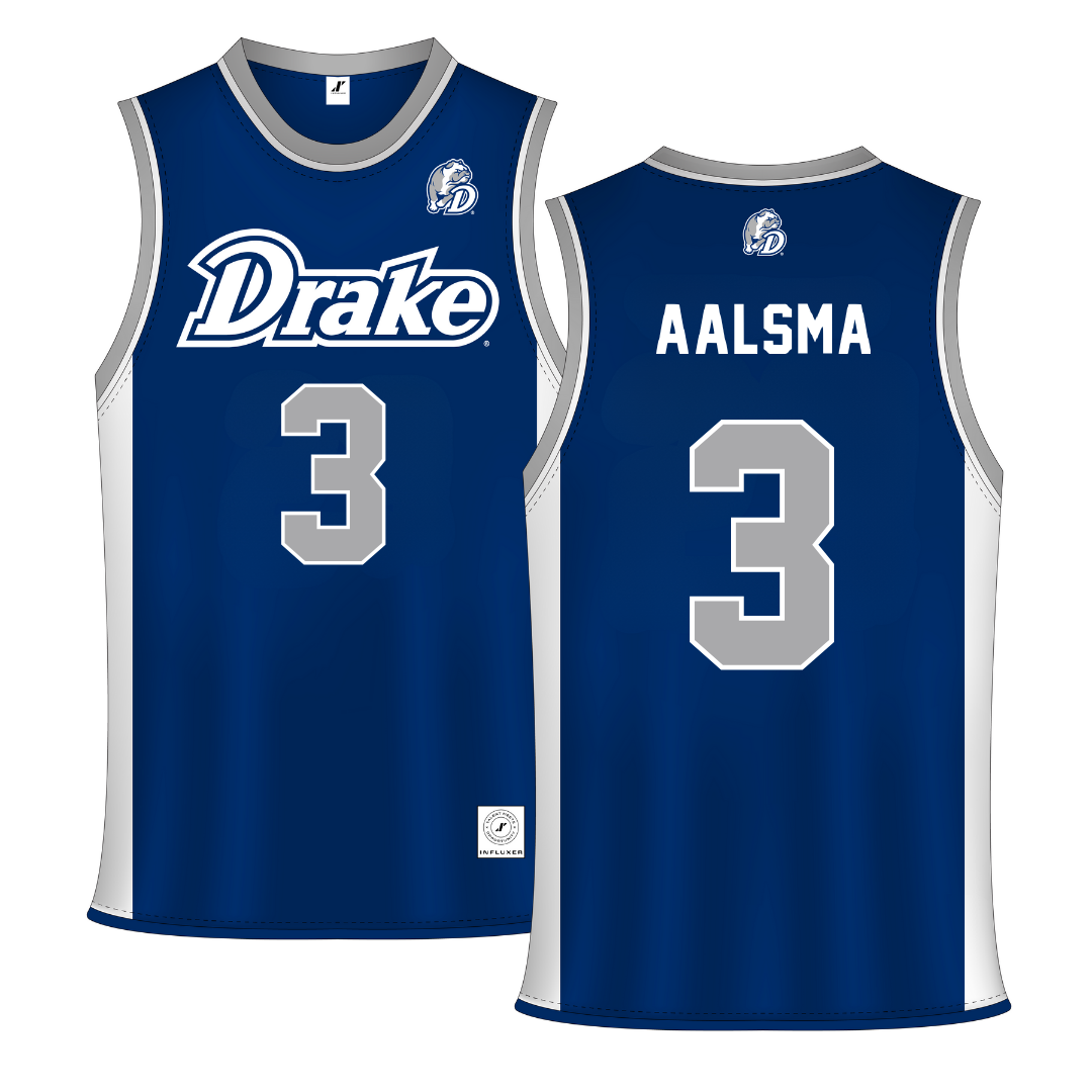 Drake University Blue Basketball Jersey - #3 Abbie Aalsma