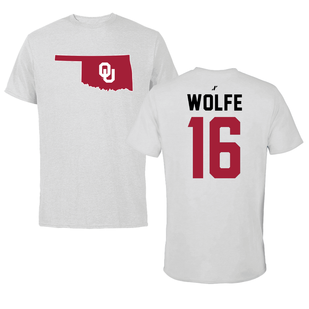 University of Oklahoma Soccer Light Gray State Tee - #16 Dani Wolfe