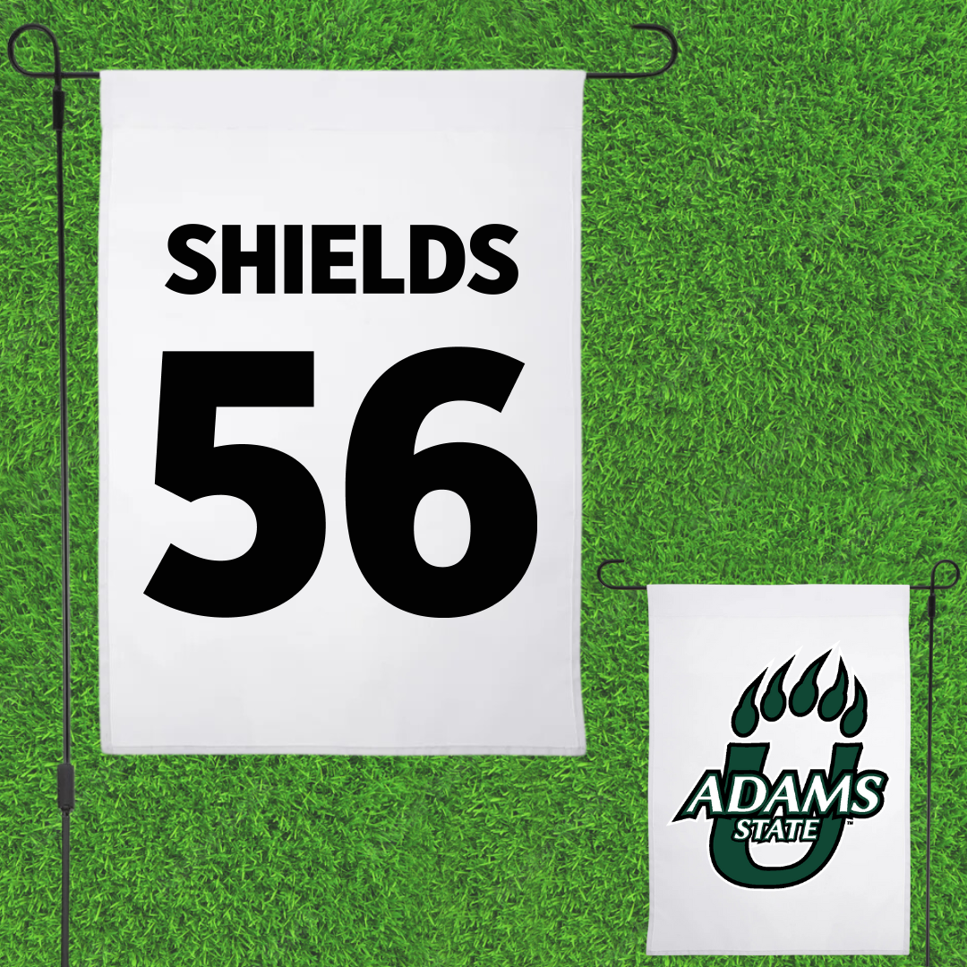 Adams State University Football White Garden Flag - #56 Aiden Shields
