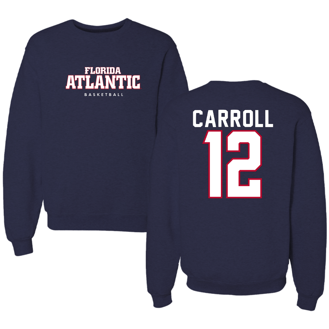 Florida Atlantic University Basketball Navy Crewneck - #12 Tre Carroll