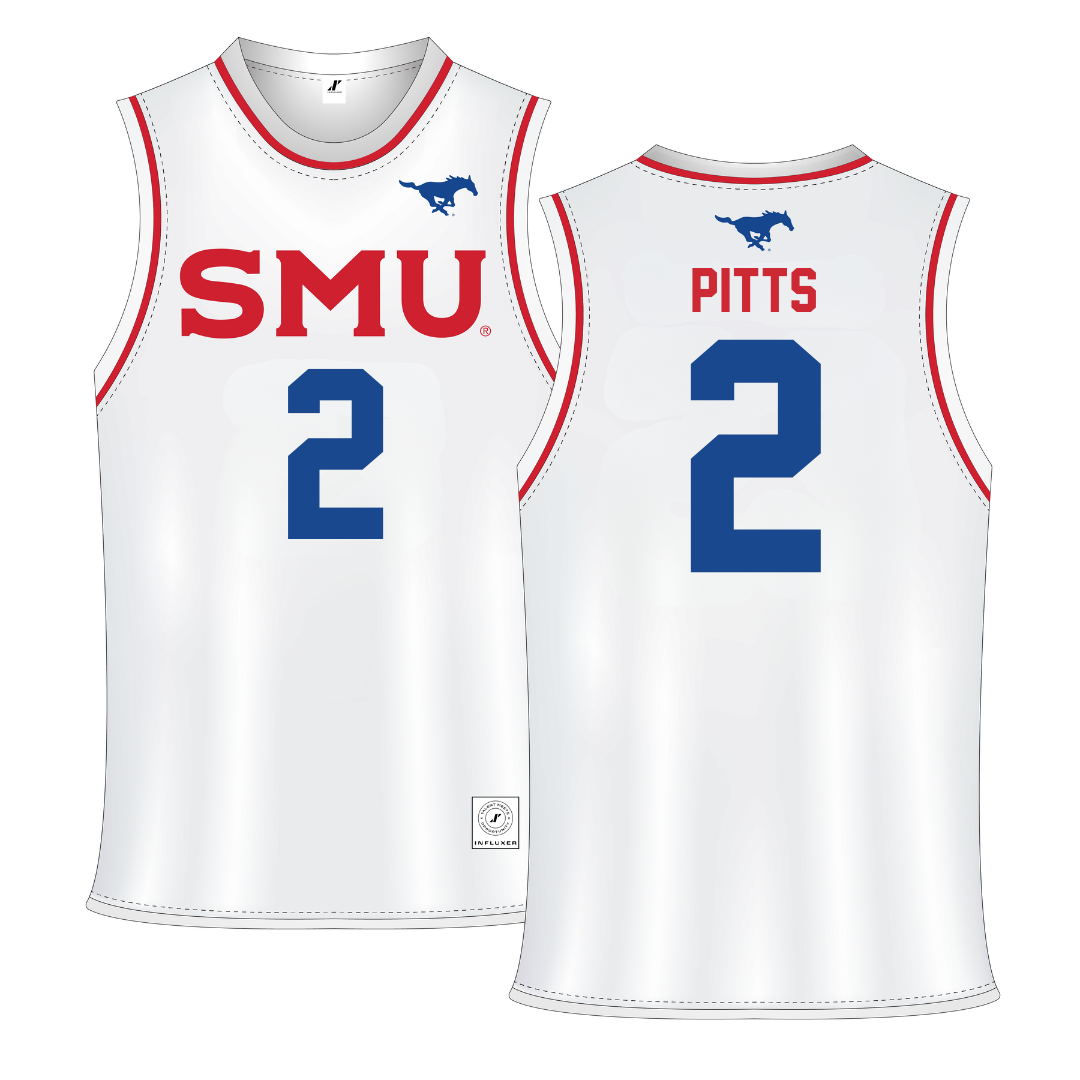 Southern Methodist University White Basketball Jersey - #2 TK Pitts