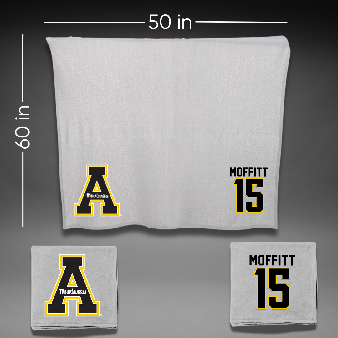 Appalachian State University Basketball Gray Blanket - #15 Rylan Moffitt